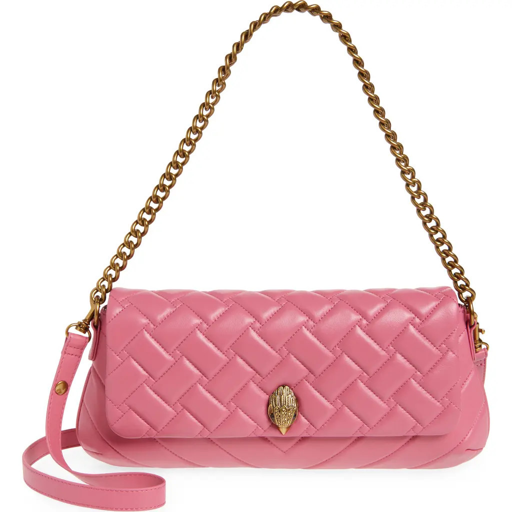 Kurt Geiger London Long Kensington Quilted Leather Shoulder Bag in Pink at Nordstrom | Nordstrom