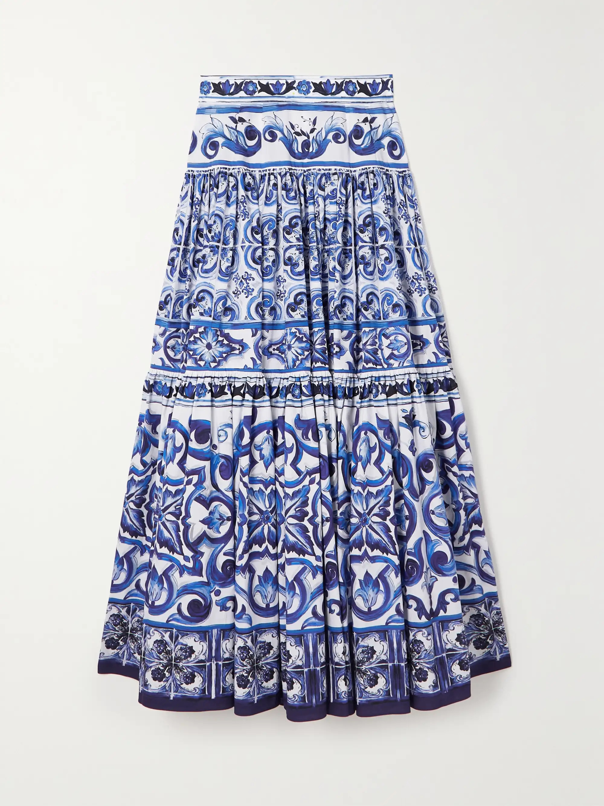 Tiered printed cotton-poplin maxi skirt | NET-A-PORTER (US)