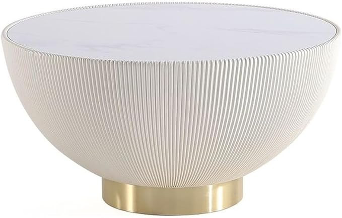 Manhattan Comfort Anderson Modern Low-Profile Round Coffee Table – Ceramic Marble Tabletop, Ple... | Amazon (US)