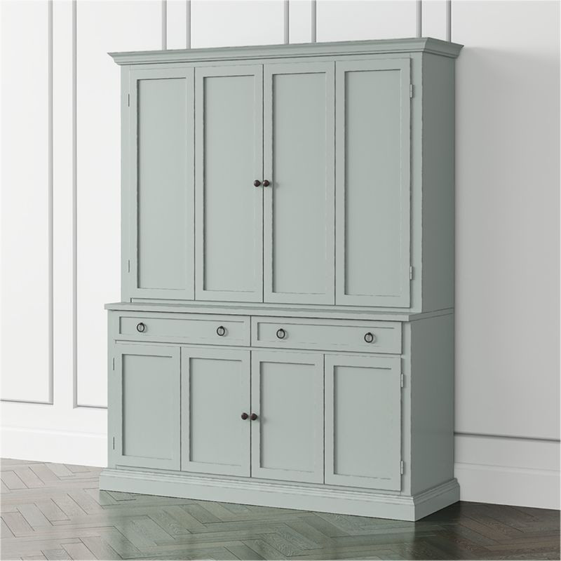Cameo Blue Grey 2-Piece Entertainment Center with Wood Doors + Reviews | Crate & Barrel | Crate & Barrel