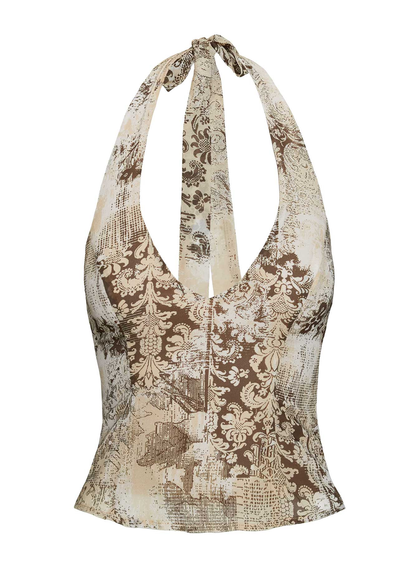 Silvey Halter Top Brown Multi | Princess Polly US