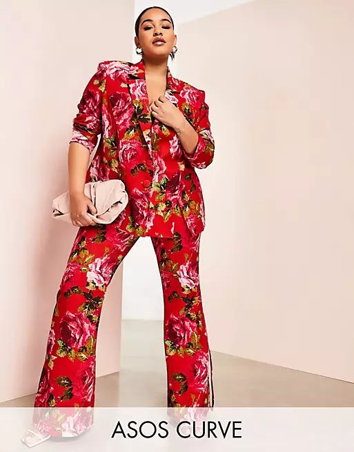 ASOS LUXE Curve pixelated rose suit pants | ASOS (Global)