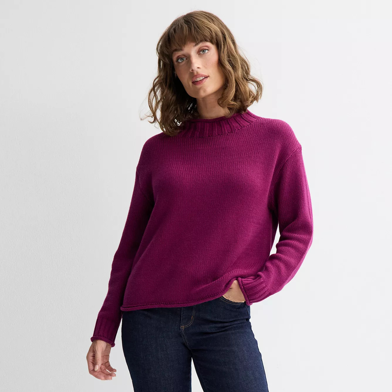Women's Sonoma Goods For Life® Rollneck Pullover Sweater, Size: Large, Blue Stripe | Kohl's