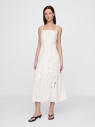 Linen-Blend Embroidered Maxi Dress | Gap (US)