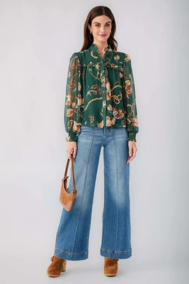 Risen Dani High Rise Front Pintuck Ankle Wide Leg Jeans | Social Threads