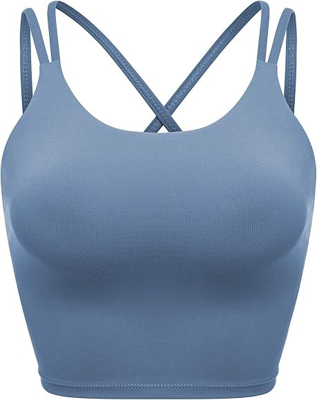 VORCY Womens Padded Sports Bra Fitness Workout Running Camisole Crop Top with Built in Bra | Amazon (US)
