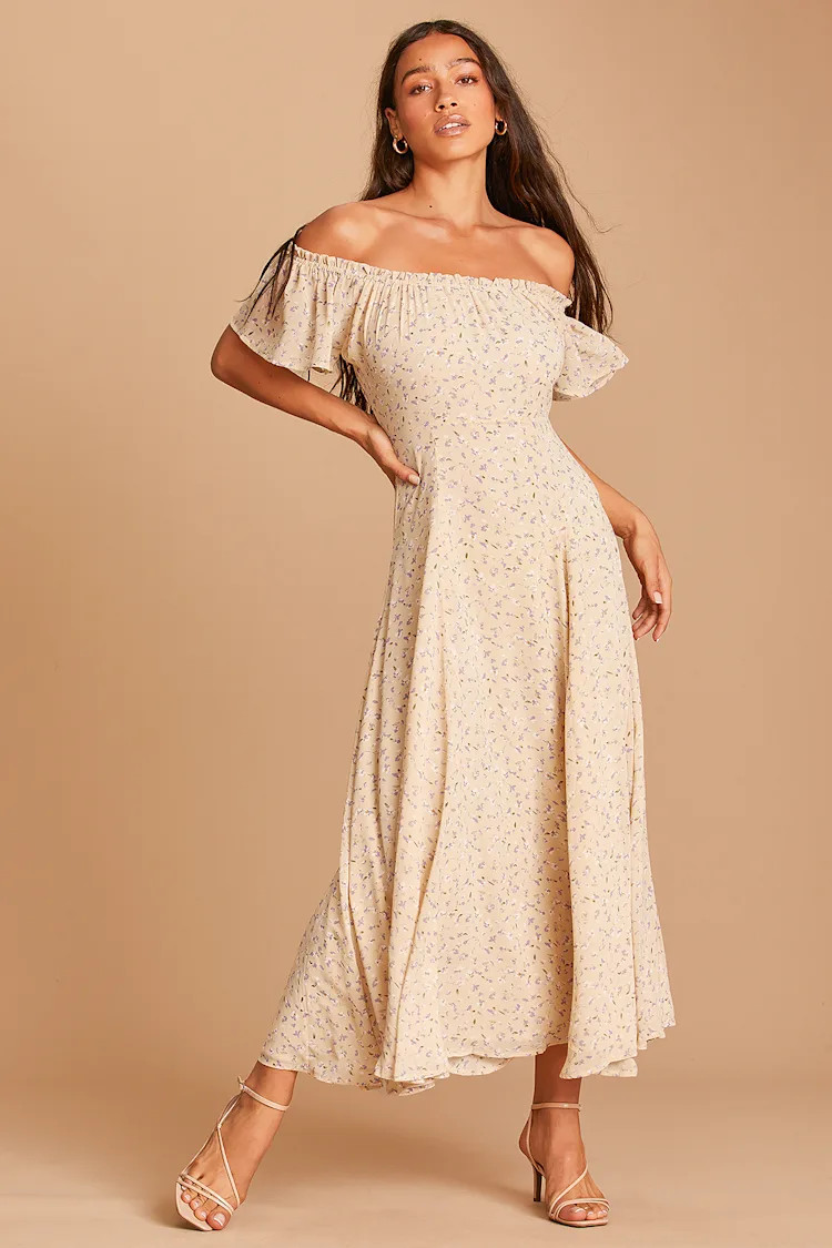 Dreams of Romance Cream Floral Print Off-the-Shoulder Maxi Dress | Lulus (US)