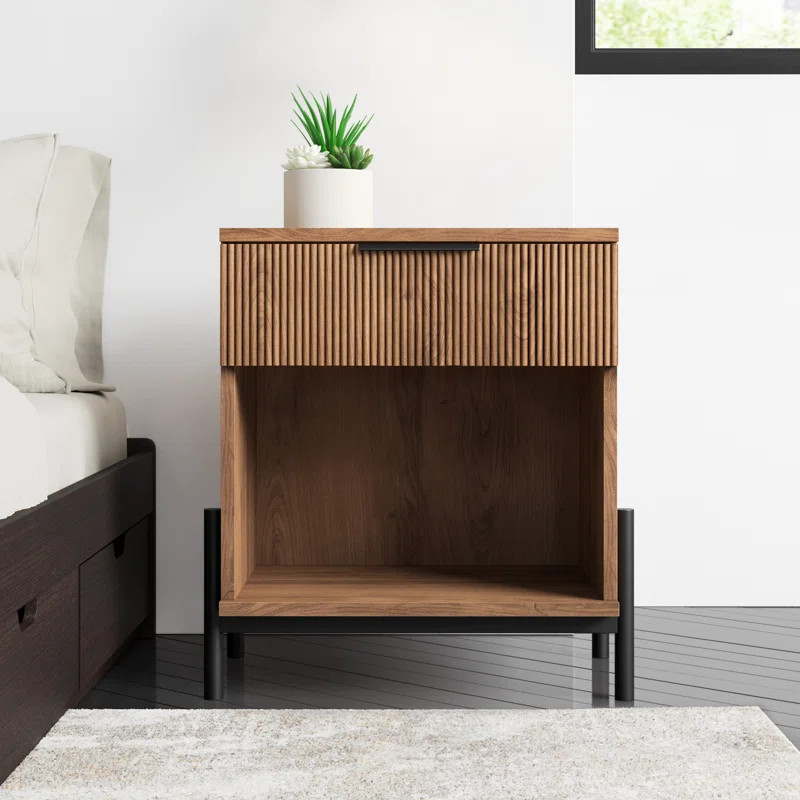Bracho 1-Drawer Nightstand with Open Cubby | Wayfair North America