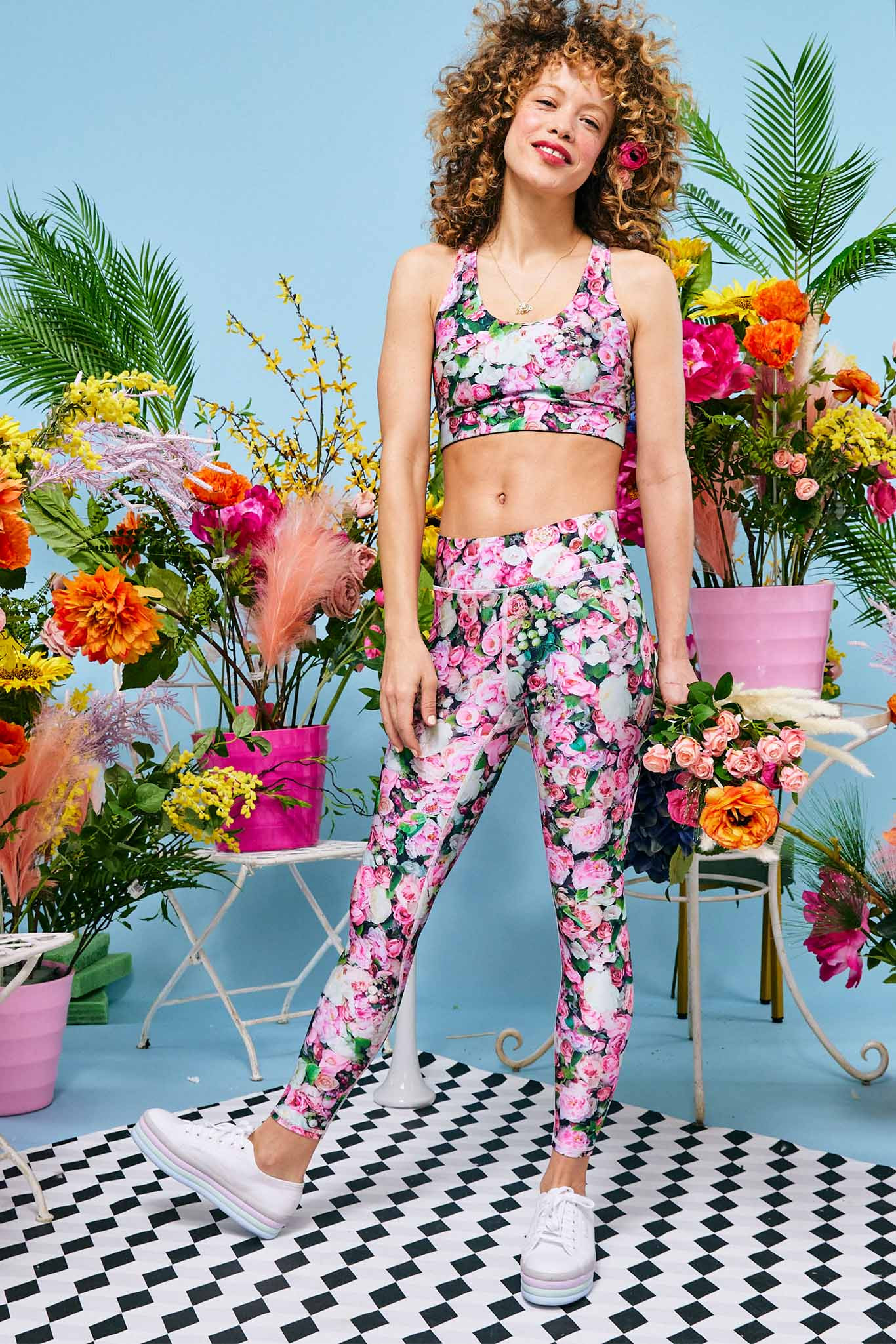 Pink Floral Bouquet Hi-Shine Leggings | Terez
