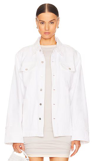 Jessie Body Drill Shirt Jacket in White Rip | Revolve Clothing (Global)