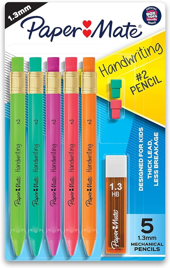 Paper Mate Handwriting Triangular Mechanical Pencil Set with Lead & Eraser Refills, 1.3 mm | Penc... | Amazon (US)