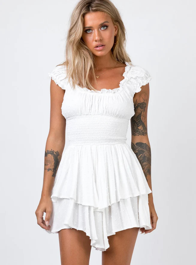 The Love Galore Romper White Lower Impact | Princess Polly US