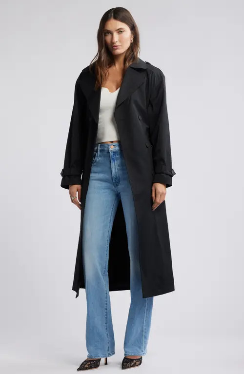 Open Edit Belted Trench Coat in Black at Nordstrom, Size X-Large | Nordstrom