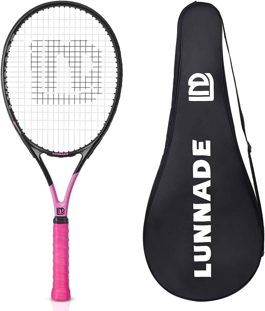 LUNNADE Adults Tennis Racket 27 Inch, Shockproof Carbon Fiber Tennis Racquet Light-Weight, Pre-St... | Amazon (US)