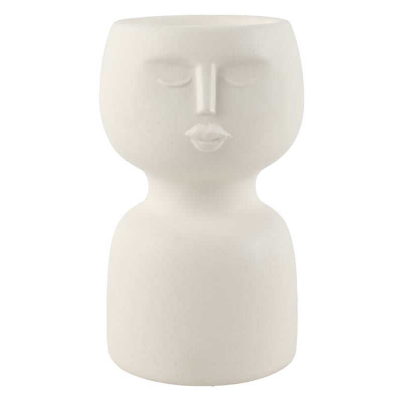 White Ceramic Face Candle Holder, 5" | At Home