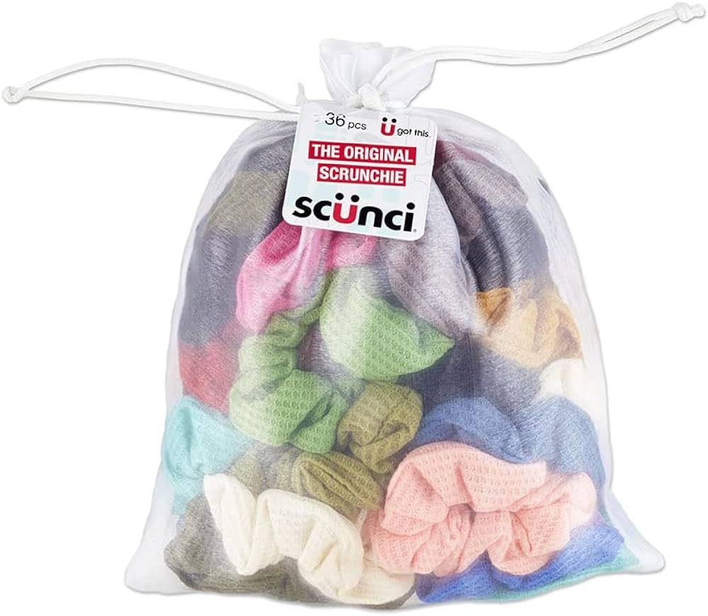 Scunci by Conair The Original Super Comfy Waffle Knit Scrunchie, Assorted Scrunchies 36 Count | Amazon (US)
