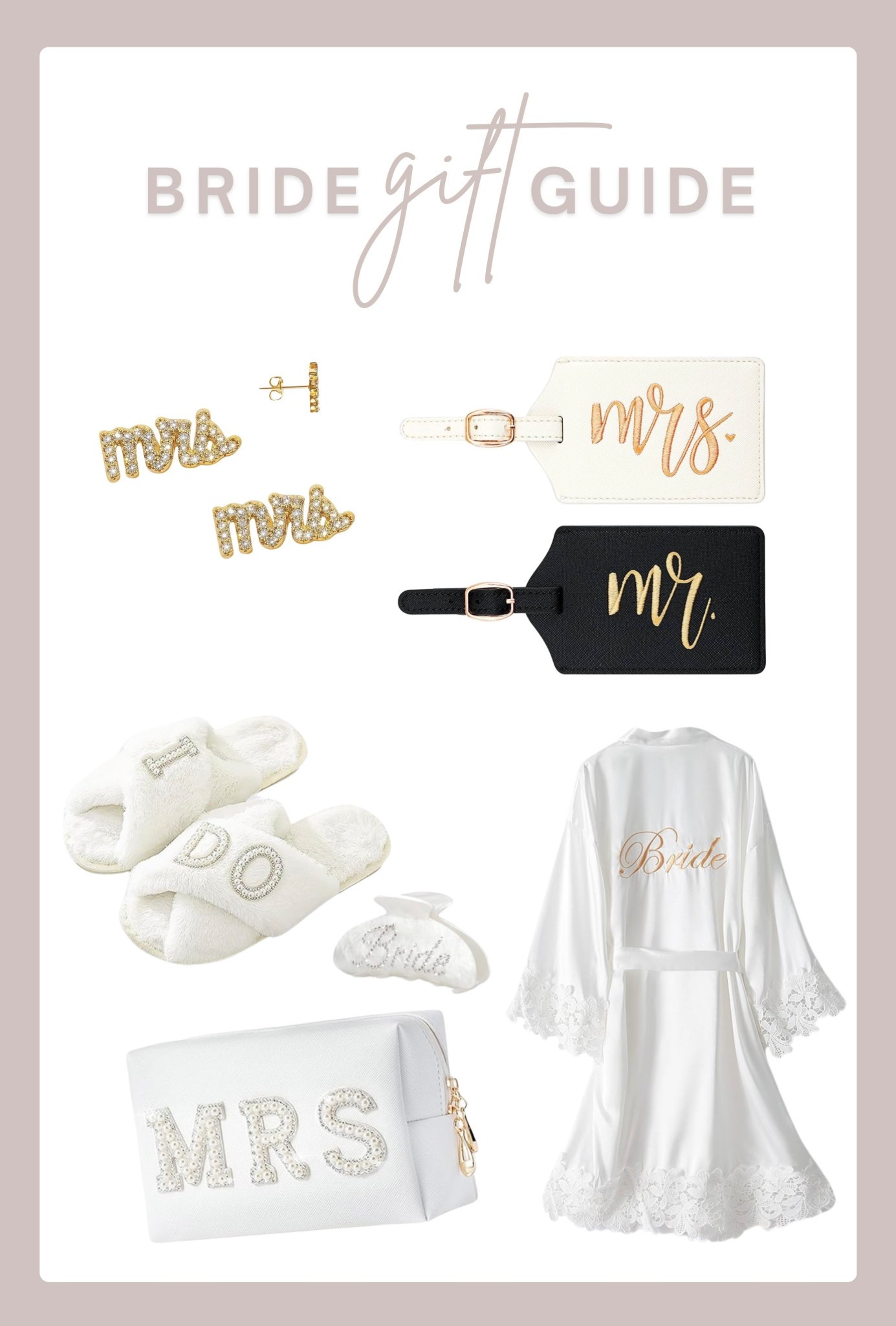 Bride gift guide 💍

Black Friday | slippers | bride pouch | mrs. Earrings | bride to be | financed | newly engaged gift | bridal shower | bachelorette | robe | honeymoon | gift 

#LTKGiftGuide #LTKWedding #LTKCyberWeek