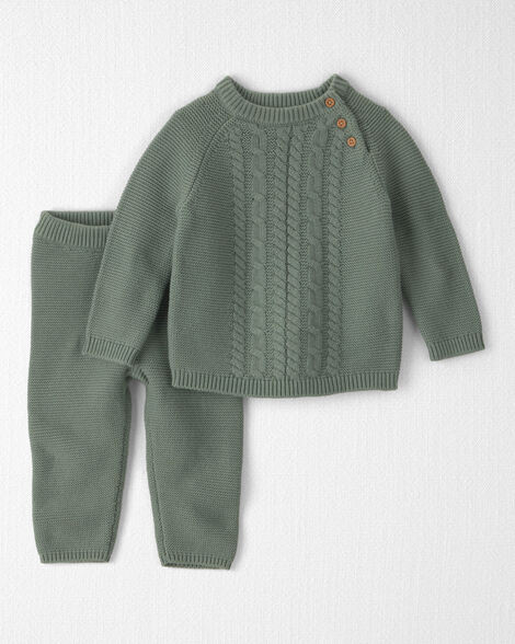 Baby 2-Piece Organic Cotton Cable Knit Top & Pant Set - Little Planet | Carter's | Carter's Inc