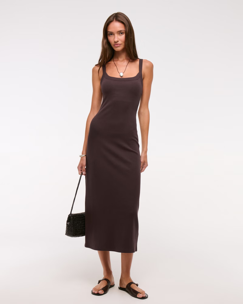 Women's Bra-Free Essential 90s Rib Midi Dress | Women's Dresses & Jumpsuits | Abercrombie.com | Abercrombie & Fitch (US)