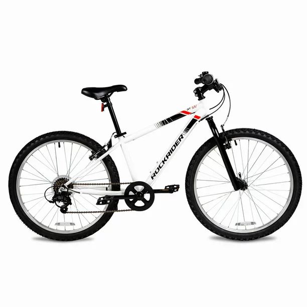 Decathlon Rockrider Mountain Bike ST100, 24", White, Kids 4'5" to 4'11" | Walmart (US)