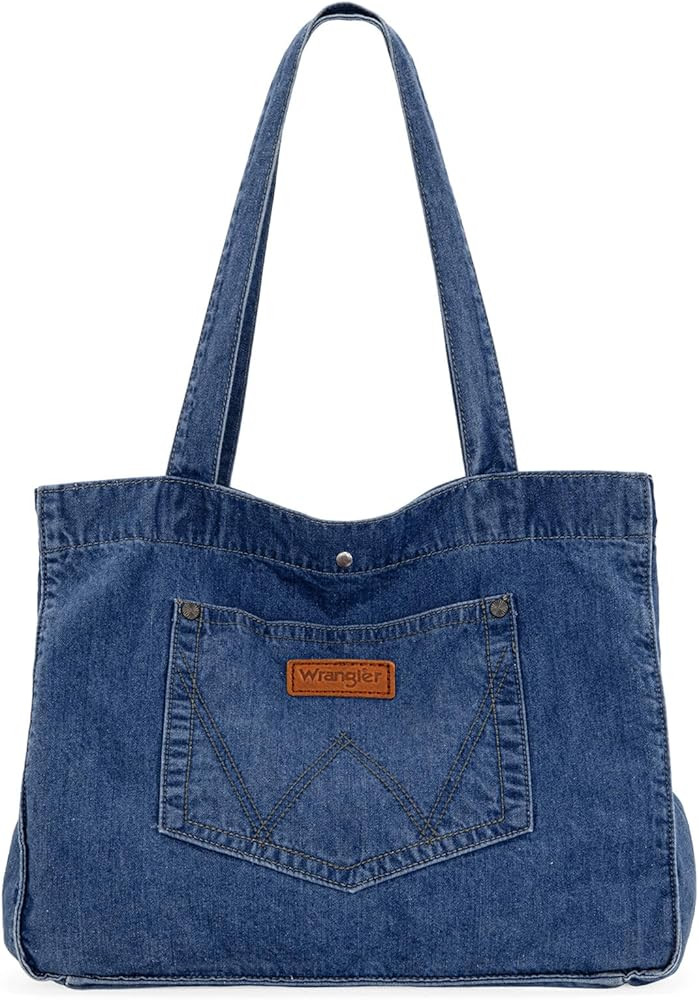 Montana West Wrangler Denim Tote Bag for Women Large Purses for Work Travel Everyday | Amazon (US)