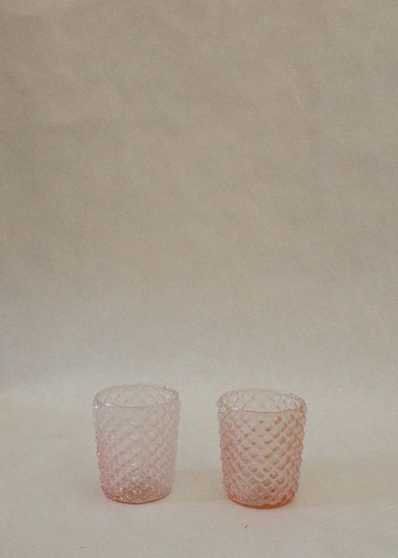 Set of 2 Pink Glass Votive Candle Holders | Etsy (US)