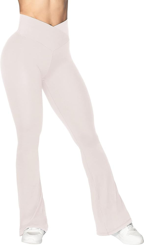 Sunzel Flare Leggings, Crossover Yoga Pants with Tummy Control, High-Waisted and Wide Leg | Amazon (US)