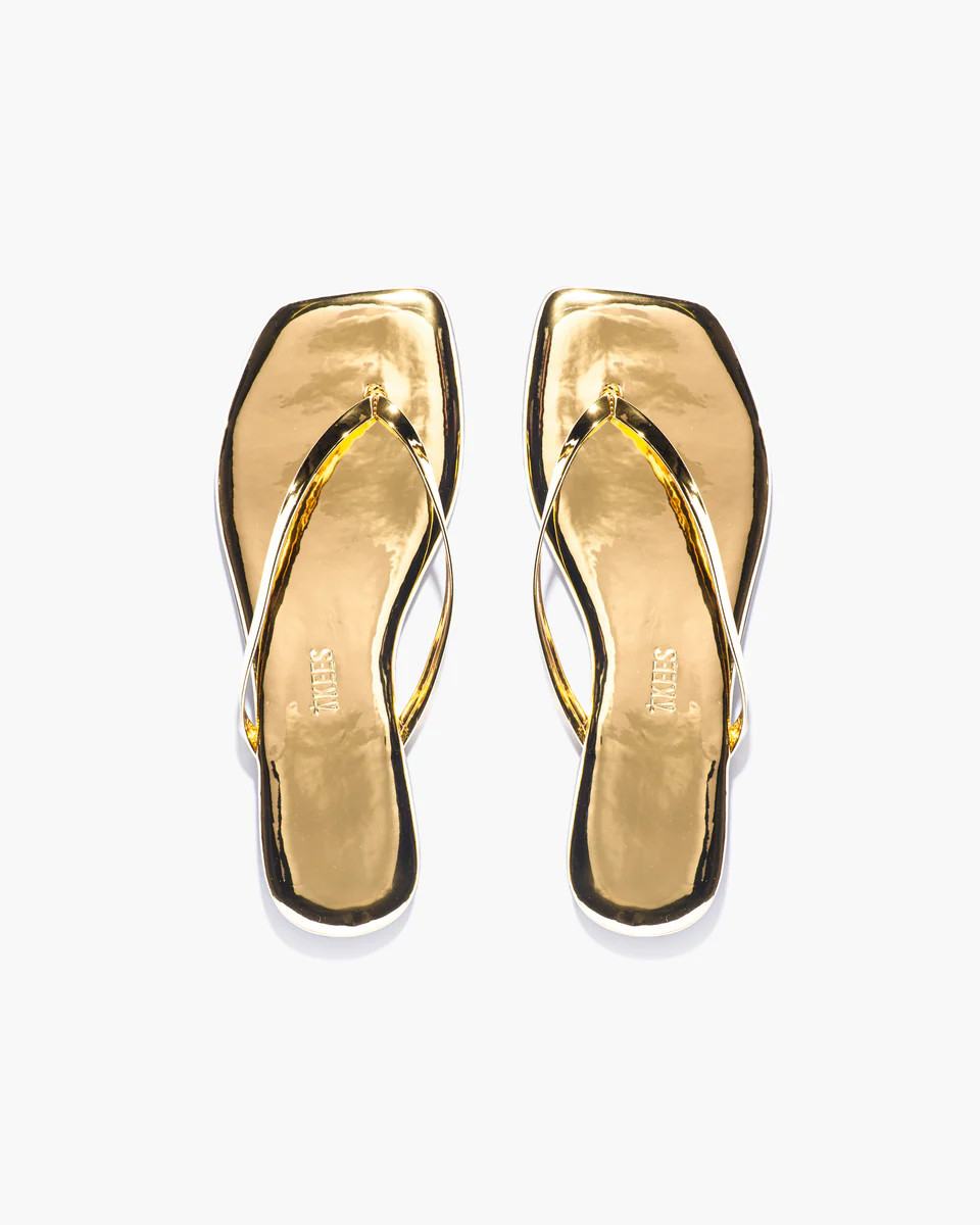 Square Toe Lily Mirror in Gold | Women's Sandals | TKEES | TKEES