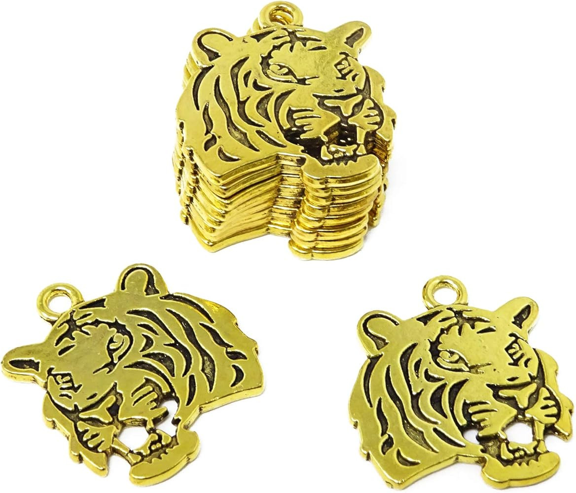 Honbay 10PCS Antique Double Sided Tiger Head Charms Pendant | Amazon (US)