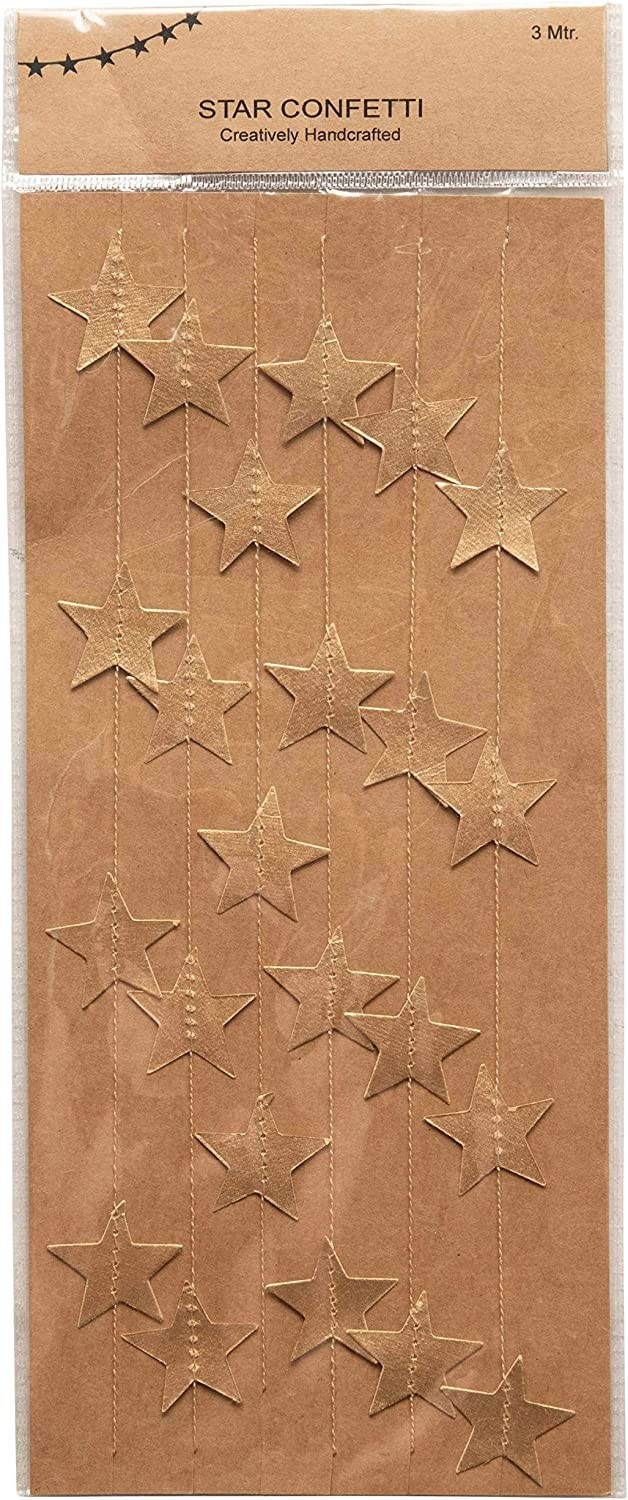 Creative Co-Op 118" Paper Star Garland, Gold | Amazon (US)
