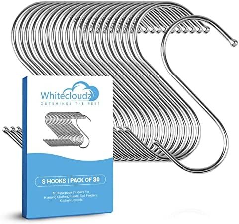 30 Pack S Hooks for Hanging Plants, S Hooks for Hanging Clothes, Stainless Steel S Hooks Heavy Du... | Amazon (US)
