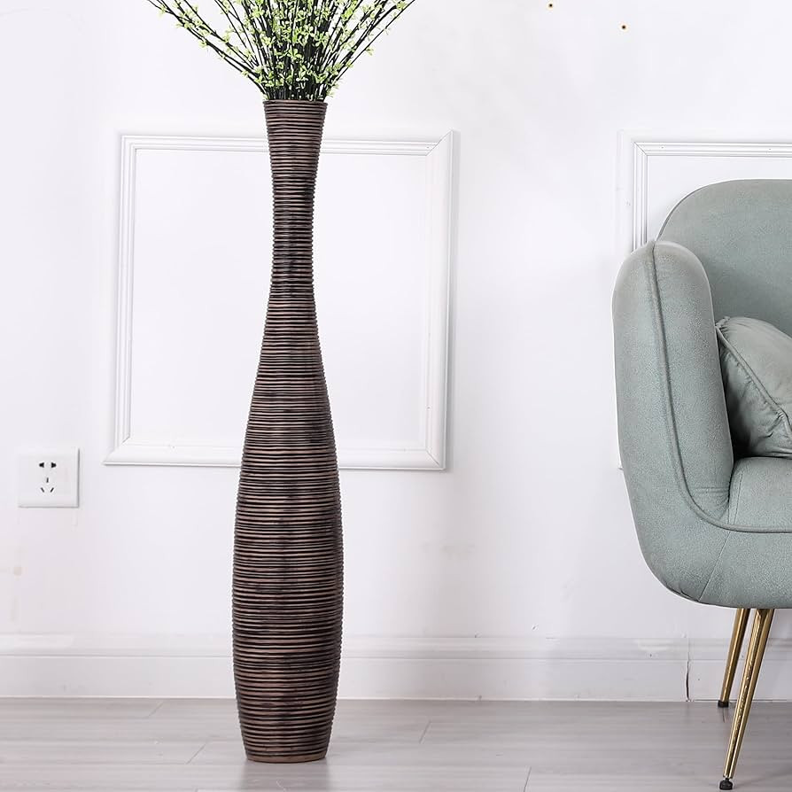 Leewadee Decorative Tall Floor Vase for Living Room Decor, 34 inches, Brown, Resin | Amazon (US)