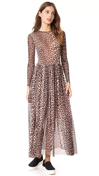 Ganni tilden mesh outlet dress