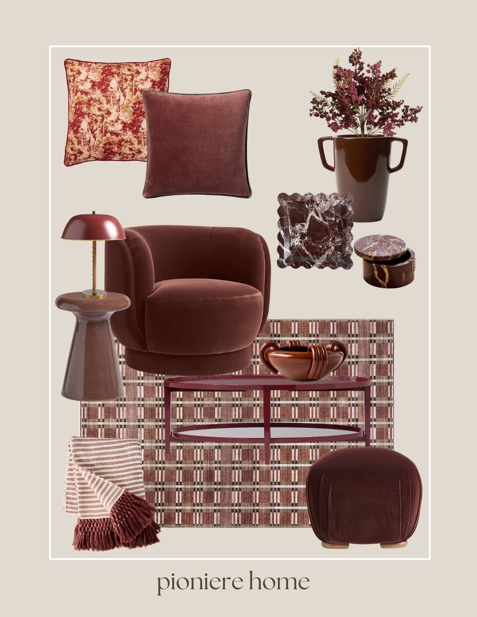 Trending: burgundy home decor and furniture. Velvet accent chair, fall decor, burgundy area rug, throw pillows, crate & barrel, target, McGee & co  

#LTKFindsUnder100 #LTKHome #LTKSeasonal