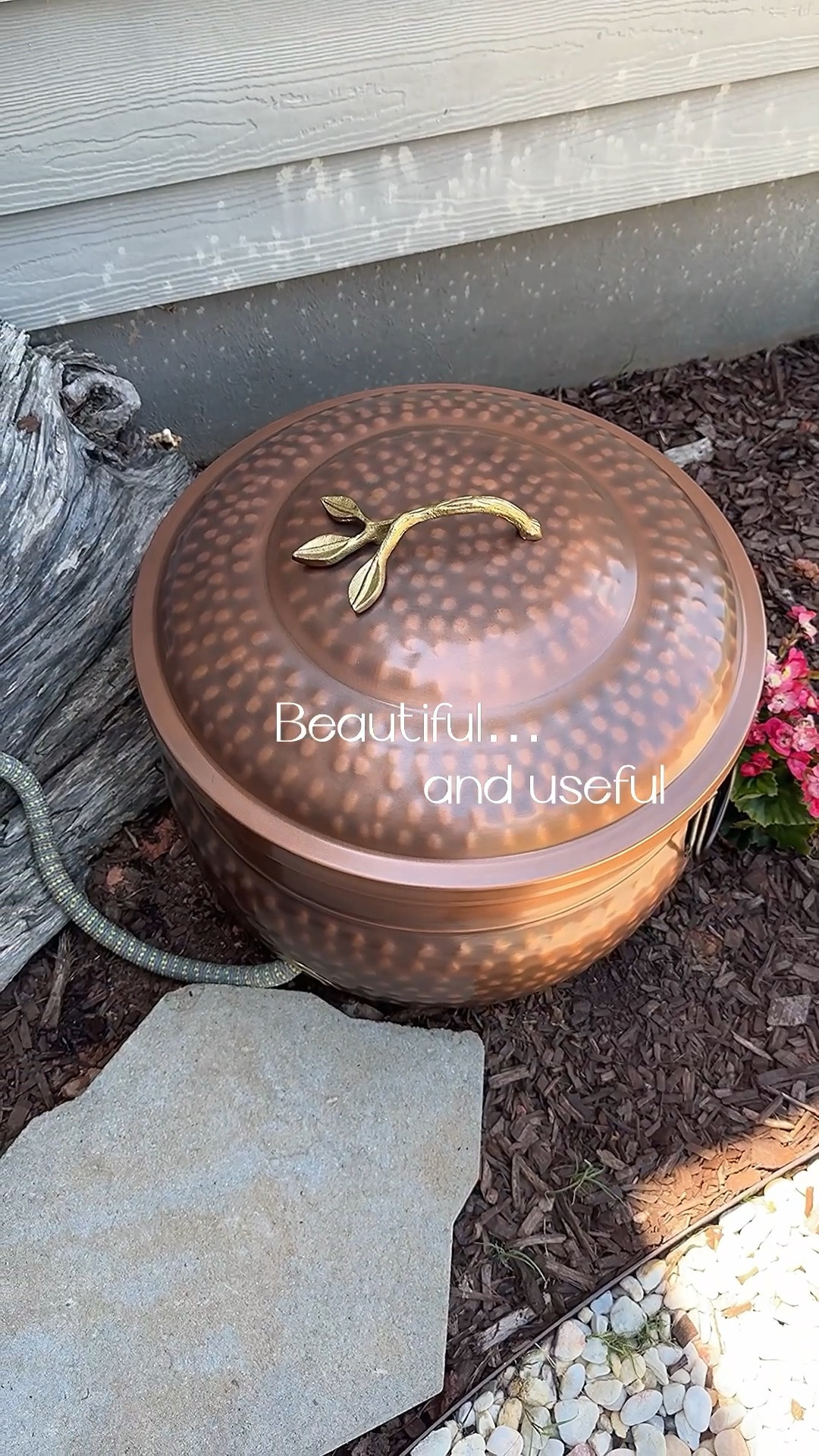 Beautiful water hose holder with lid!!
Steel metal with copper accents. Holds up to 200 feet of hose.

#LTKSeasonal #LTKHome #LTKStyleTip