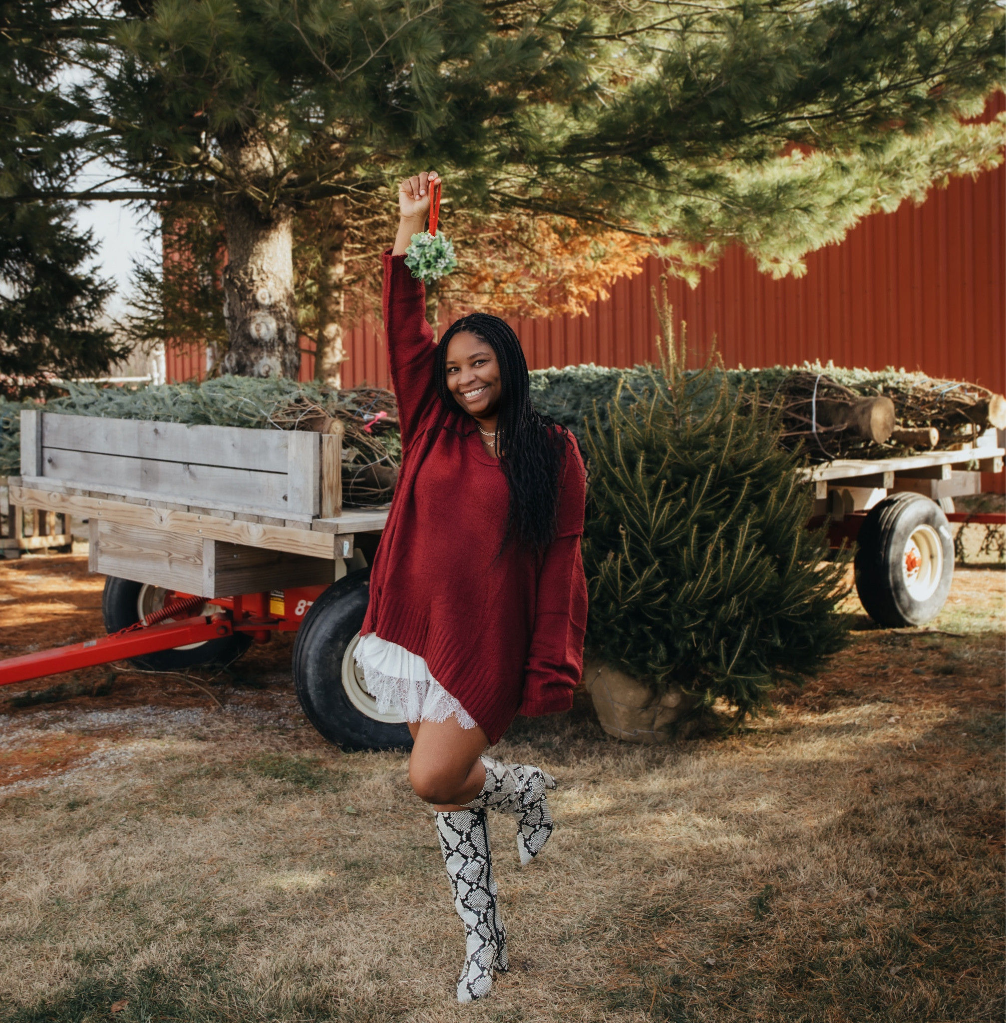 Burgundy sweater and half slip skirt for Christmas card photos 

#LTKSeasonal #LTKHoliday