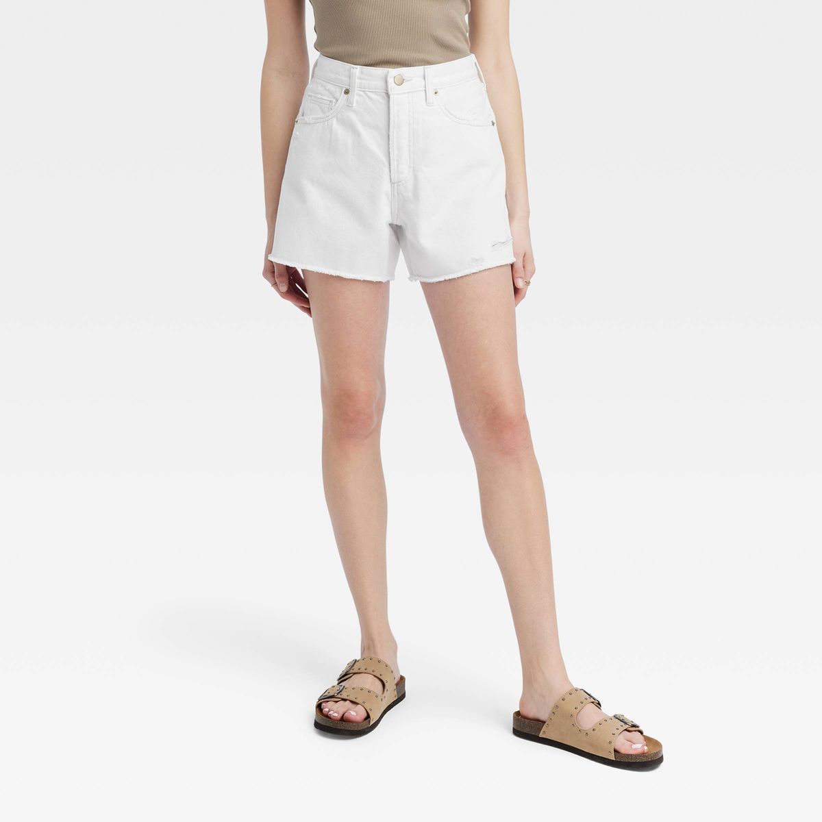 Women's Mid-Rise 90's Baggy Jean Shorts - Universal Thread™ White 6 | Target