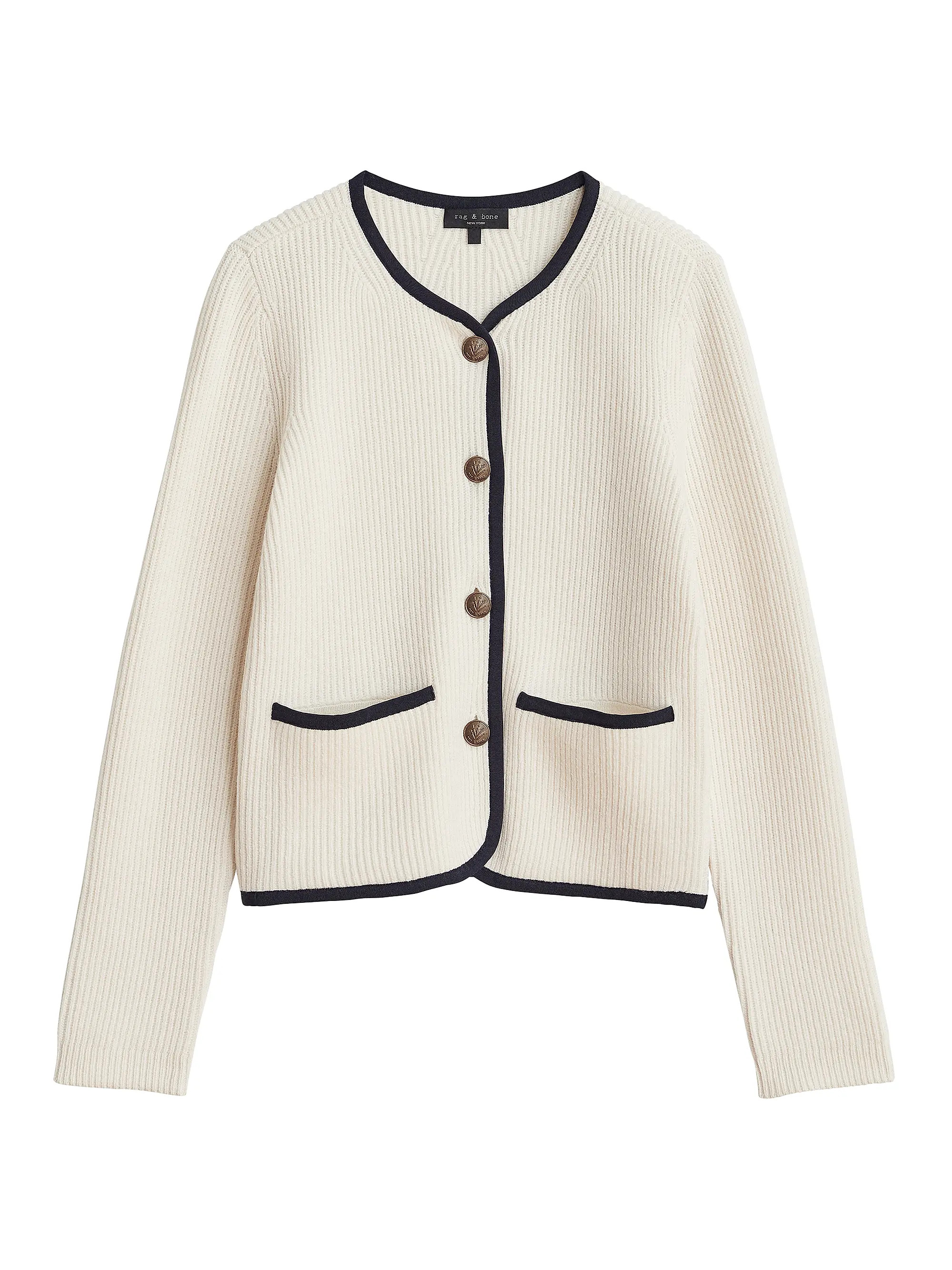 Nancy Wool-Blend Rib-Knit Cardigan | Saks Fifth Avenue