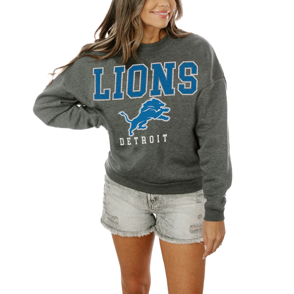 Detroit Lions Gameday Couture Women's Oversized Bring The Energy Pullover Sweatshirt – Charcoa... | Fanatics