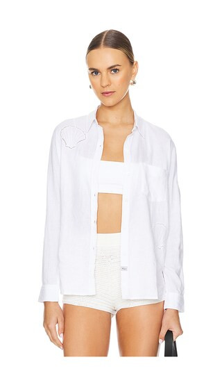 Charli Button Down Top in White Eyelet Shells | Revolve Clothing (Global)