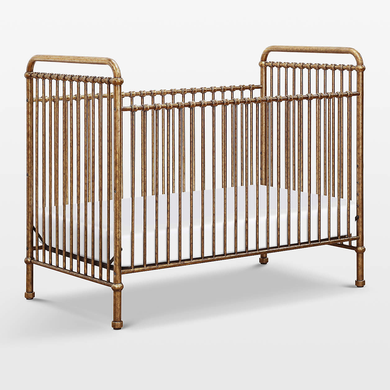 Namesake Abigail Vintage Gold Iron 3-in-1 Convertible Baby Crib | Crate & Kids | Crate & Barrel