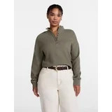 Scenario Women's and Women's Plus Waffle Knit Button Top with Long Sleeves, Sizes XS-4X | Walmart (US)