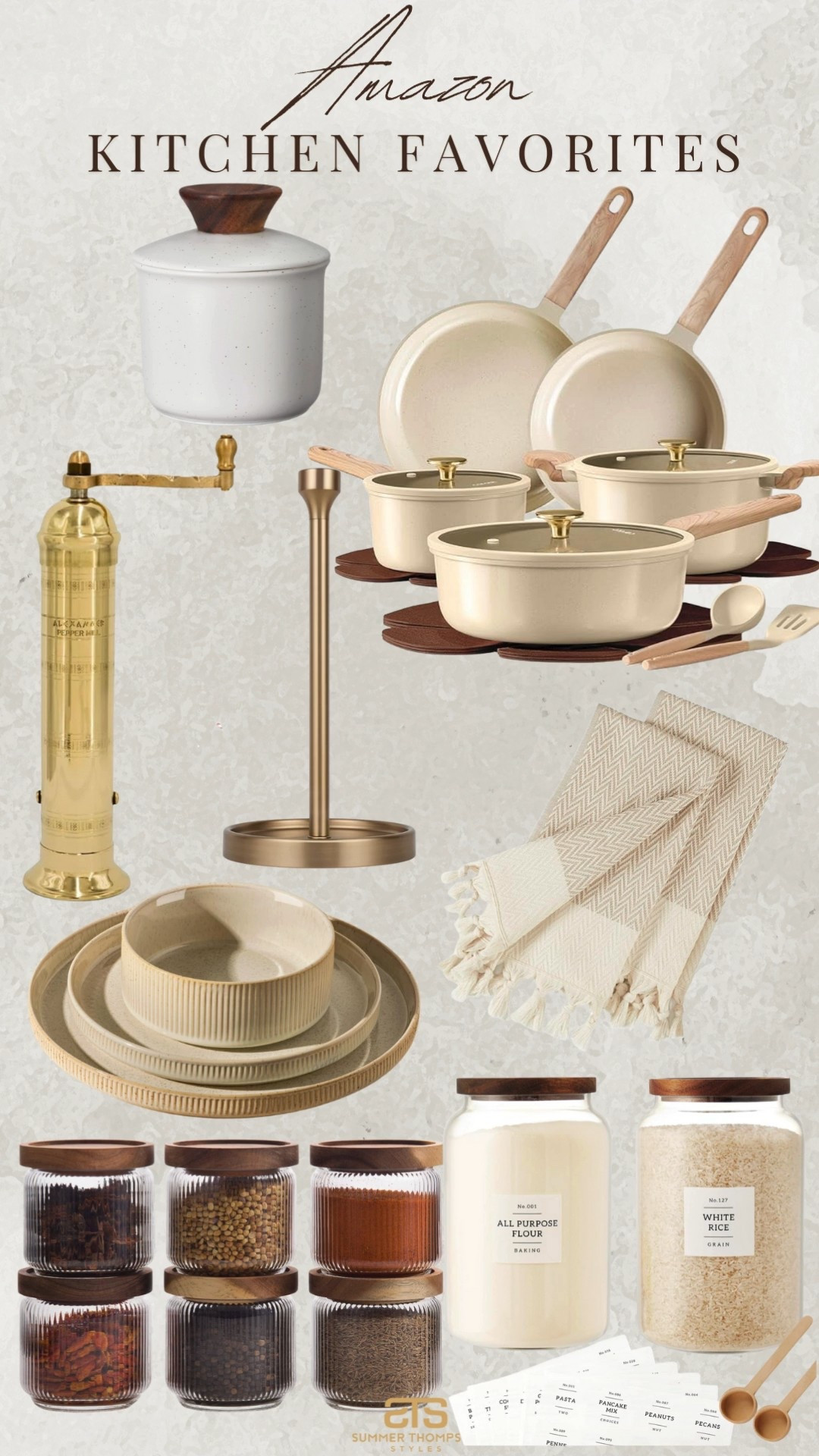 Love refreshing my kitchen space for each new season! 

Dishes. Pepper mill towels pots and pans neutral spring refresh affordable home Amazon home decor kitchen refresh 

#LTKSeasonal #LTKHome