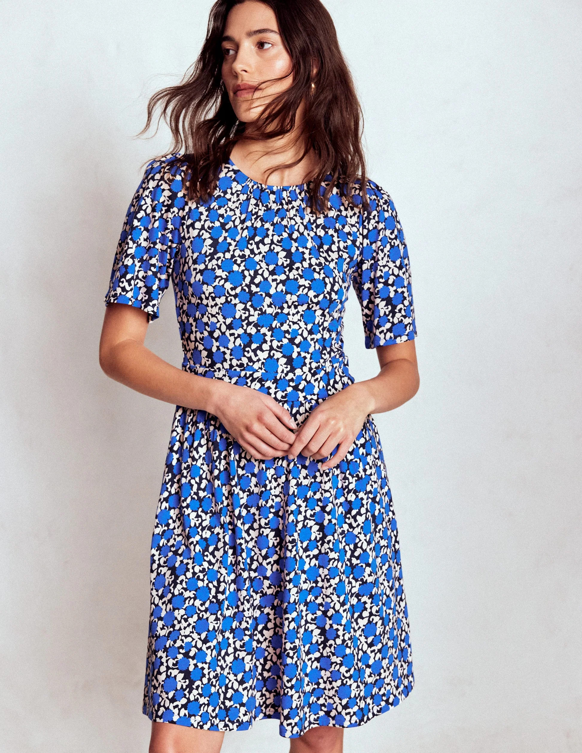 Louisa Short Jersey Dress-Navy | Boden (US)