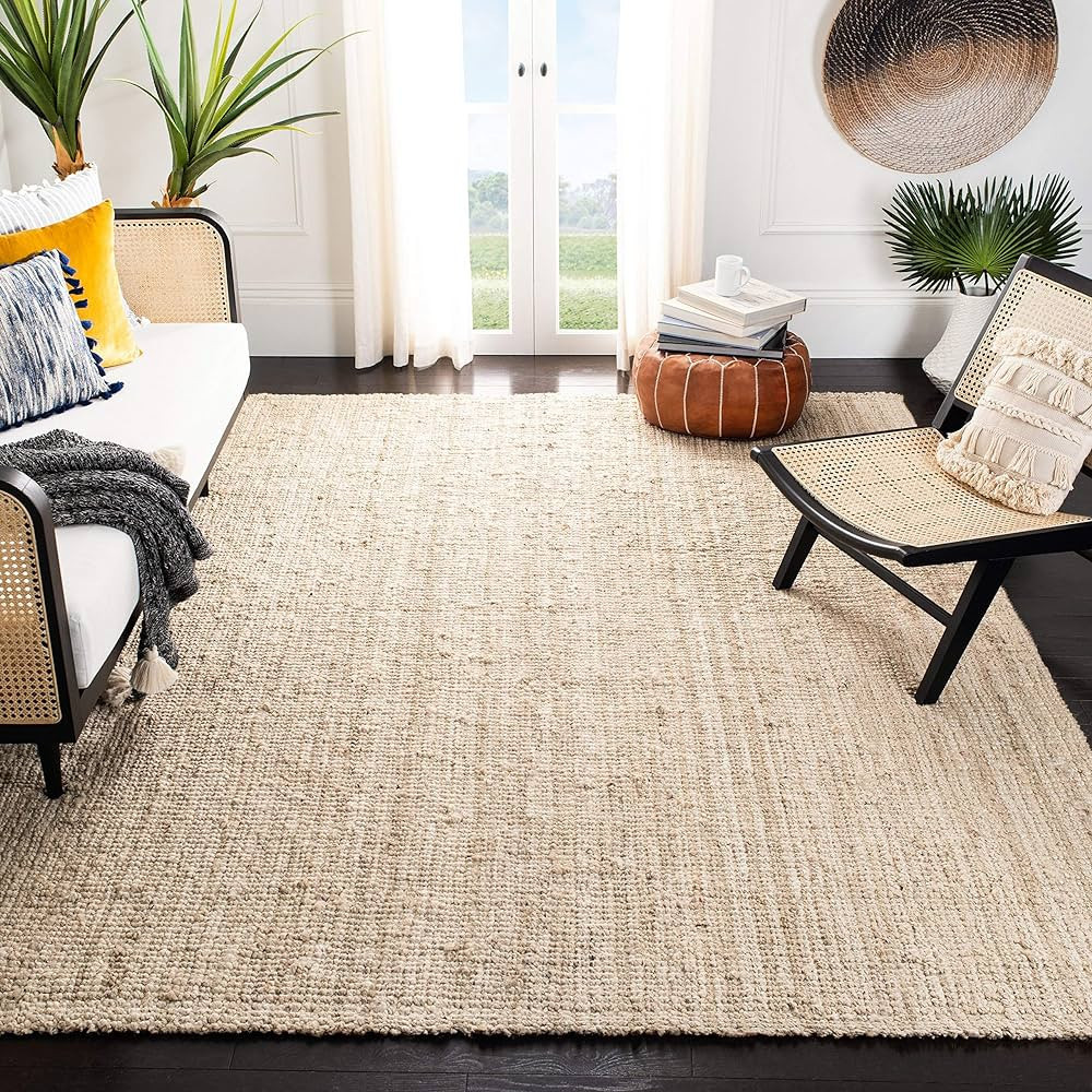 SAFAVIEH Natural Fiber Collection Area Rug - 8' x 10', Ivory, Handmade Farmhouse Jute, Ideal for ... | Amazon (US)