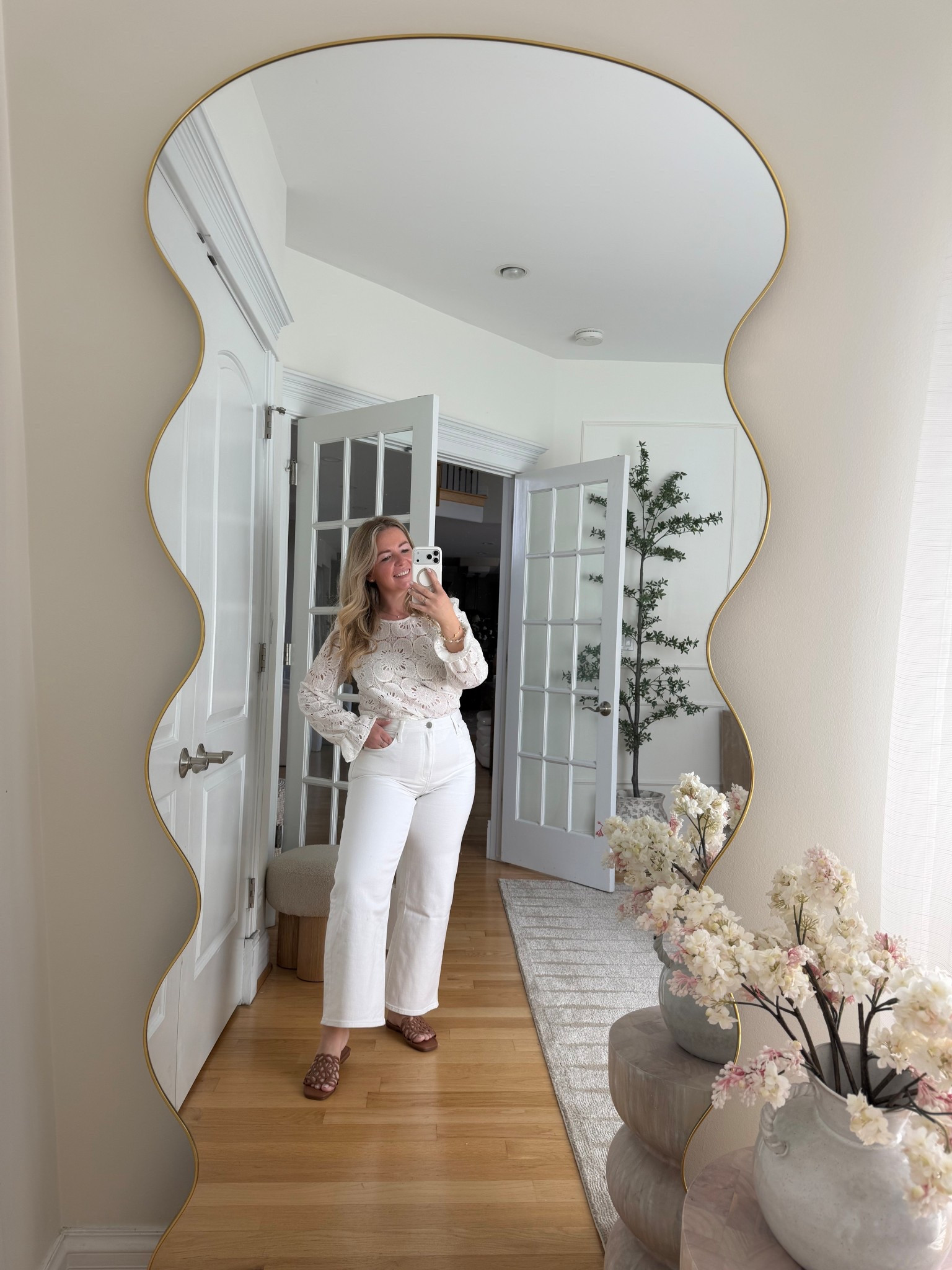 Finally found the perfect white jeans — stretchy enough but keep their shape. And these designer look for less sandals are so good 

#LTKPetite #LTKootd #LTKgrwm