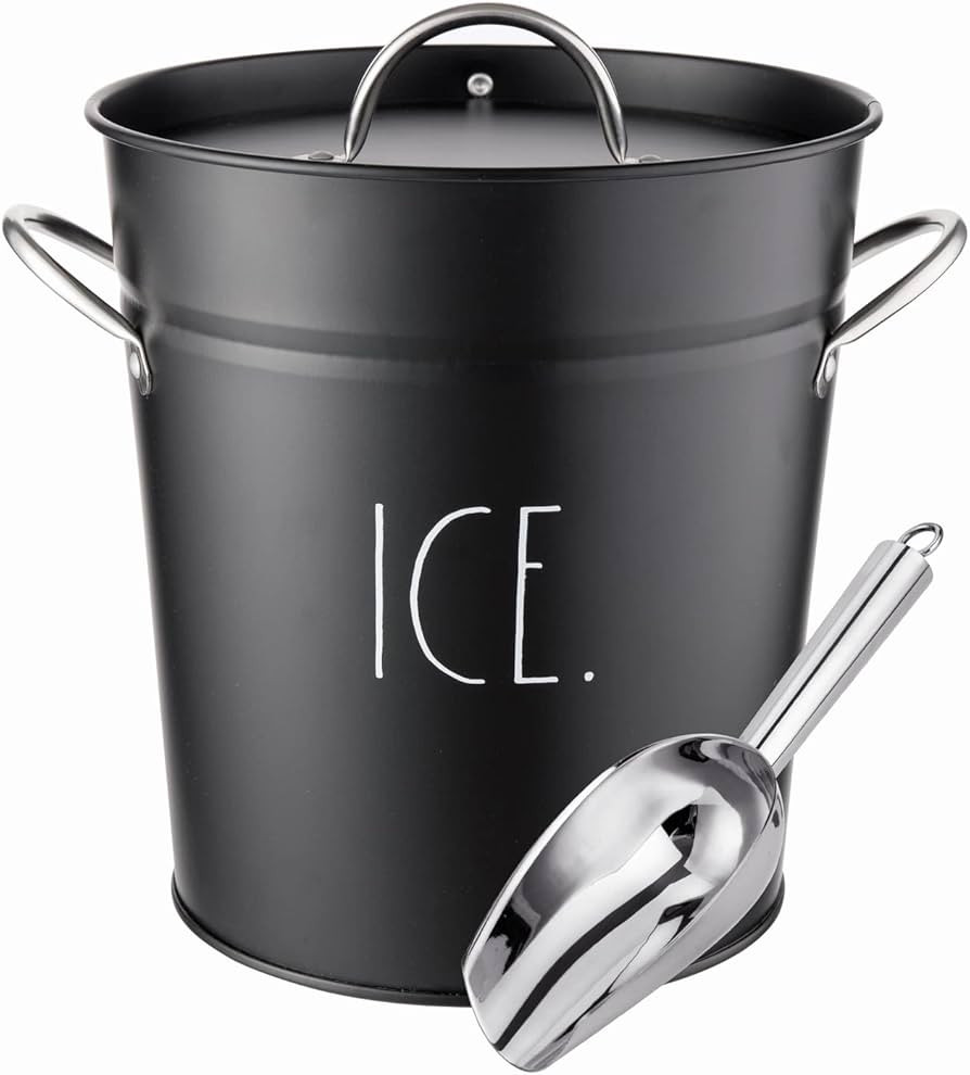 Rae Dunn Ice Bucket with Scoop - Stainless Steel Bucket with Handle, Lid and Ice Scooper - 4 Qt. ... | Amazon (US)