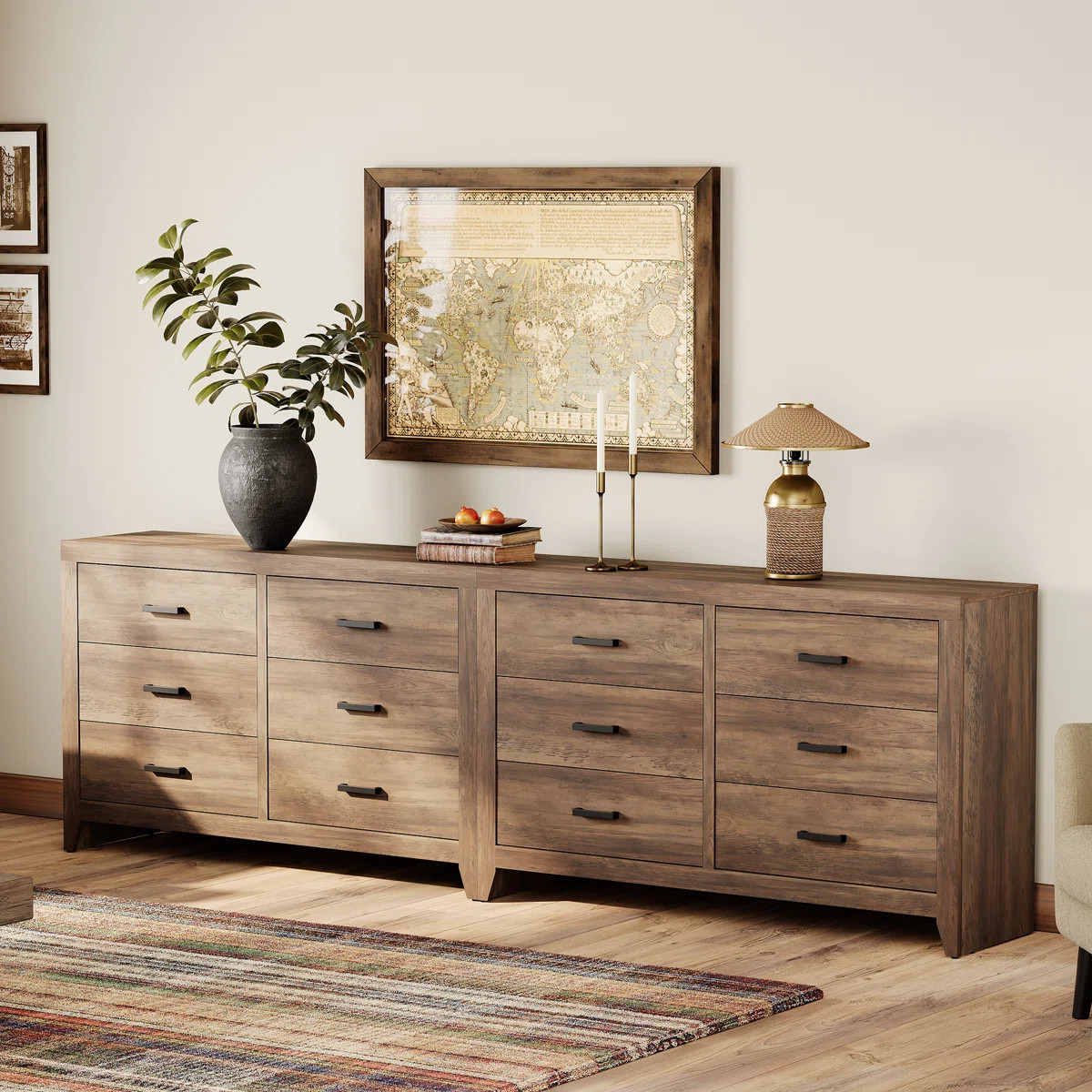 Modular 8.8ft Dresser Set - 12-Drawer Adjustable Organizer for Multi-Room Farmhouse Storage | Wayfair North America