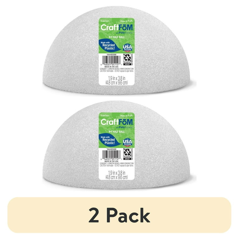 (2 pack) FloraCraft CraftFōM Crafting Foam Half Ball 1.9" x 3.8" White | Walmart (US)