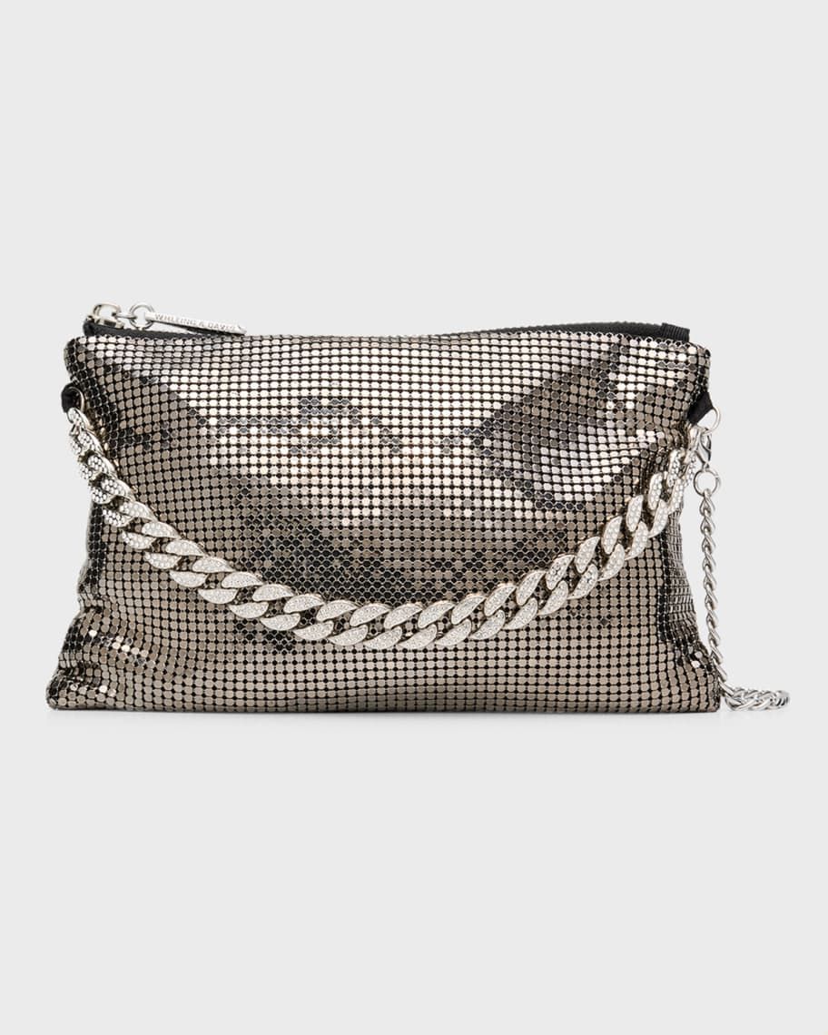 Whiting & Davis Zia Metallic Chain Crossbody Bag | Neiman Marcus
